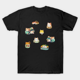 Cute Sushi Cats Stickers - Kawaii Art T-Shirt